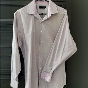 Geoffrey Beene Men's Striped Dress Shirt - Purple and White